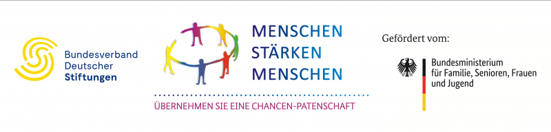 Logo Bundesverband Deutscher Stiftungen, Menschen stärken Menschen, BMFSFJ